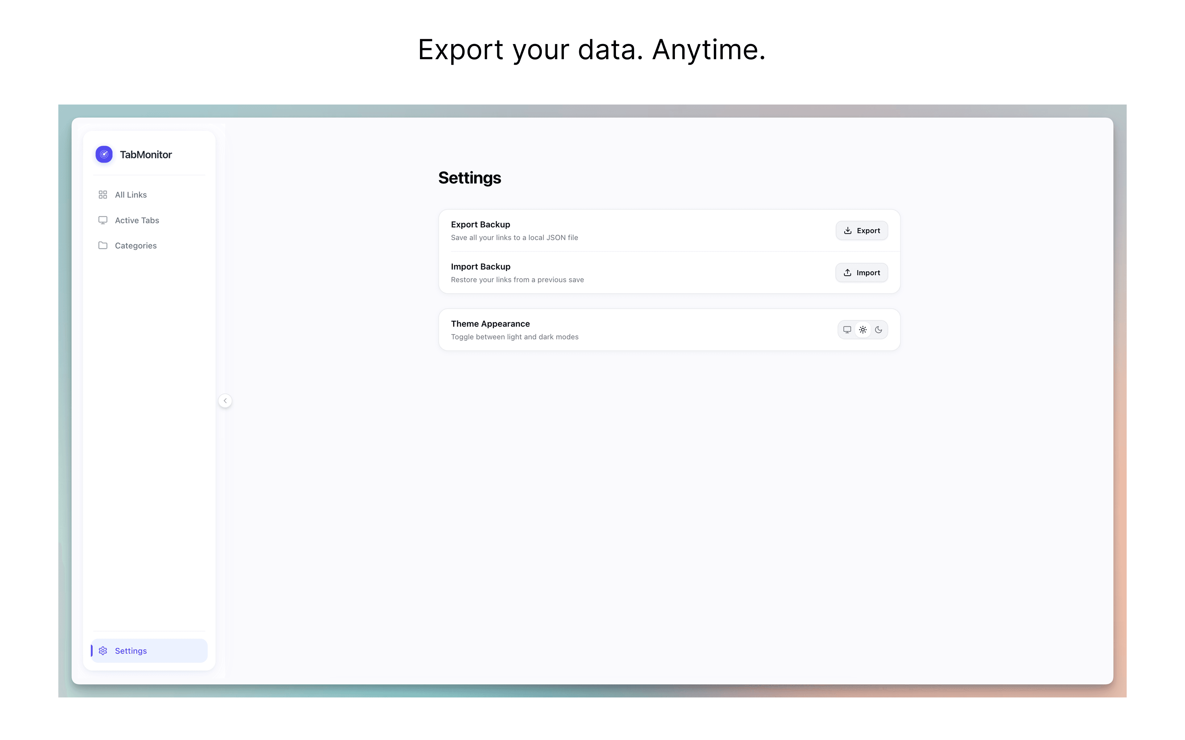 TabMonitor settings screenshot